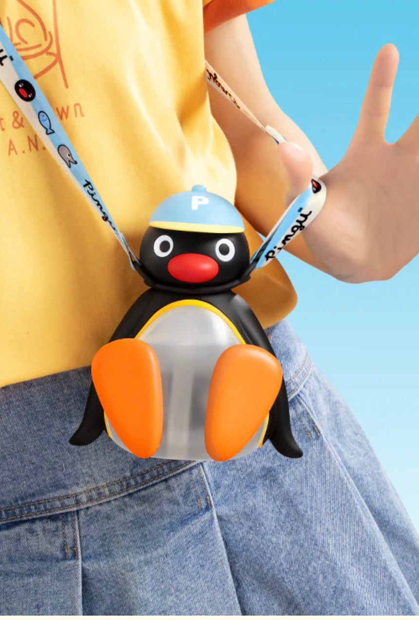 Pingu Summer Water Bottle - Cute Penguin Water Bottle with Straw