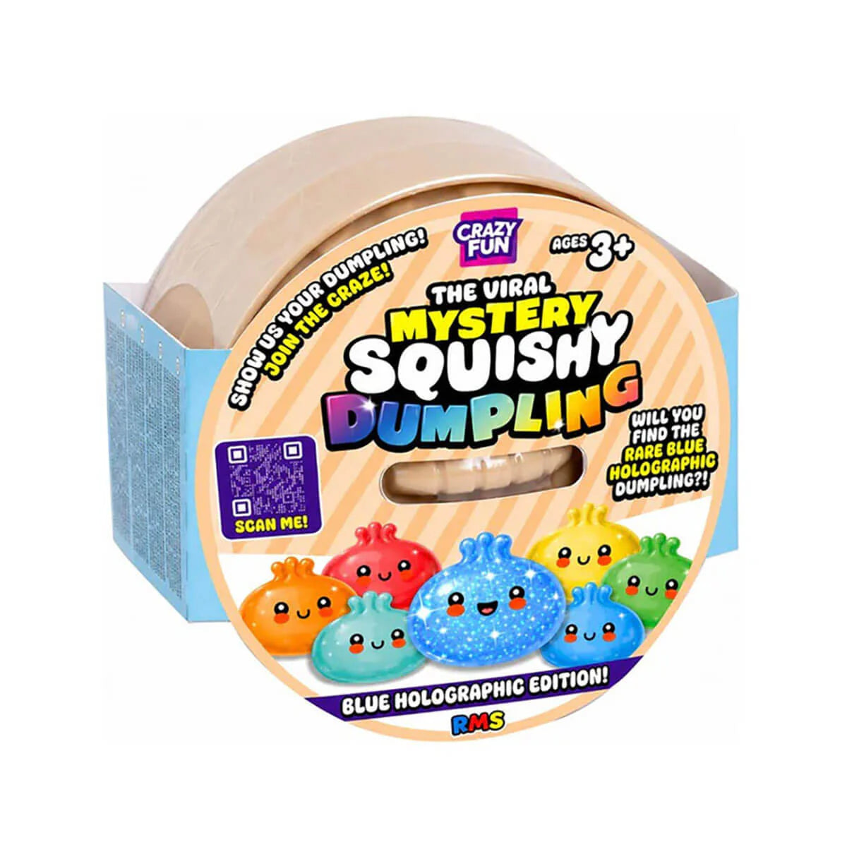 RMS The Original Viral Mystery Squishy Dumpling, Blue Holographic Edition