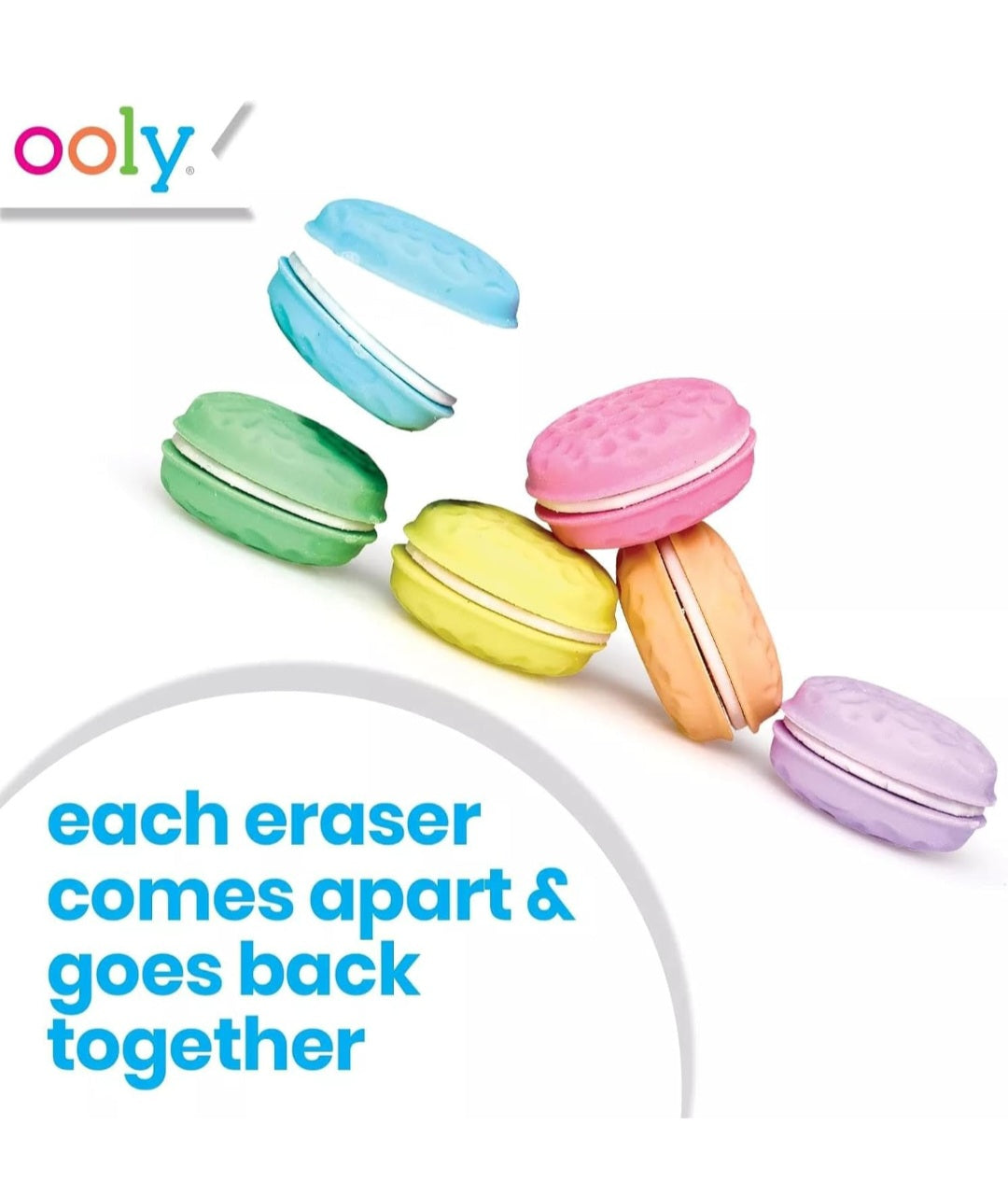 OOLY Macarons Vanilla-Scented Erasers for Pencils