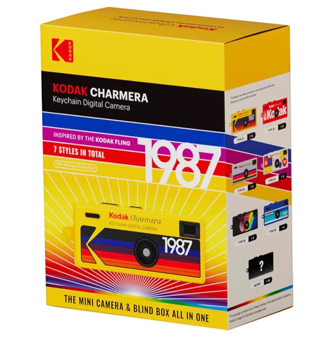 KODAK CHARMERA Keychain Digital Camera Blind Box Single Box (1PC),Mini Camera,Digicam,Video Recording,Bag Charm,Film Simulation Presets,1.6 Megapixel