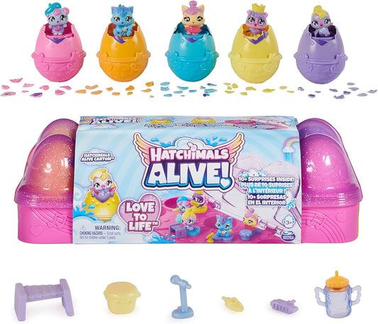 Hatchimals Alive, Egg Carton Toy with 5 Mini Figures in Self-Hatching Eggs, 11 Accessories, Gifts & Stocking Stuffers for Girls & Boys Ages 3 & up