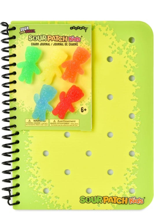 Iscream Sour Patch Kids Soft Touch Cover Spiral-Bound Lined Page 7" Charm Journal with 5 Charms