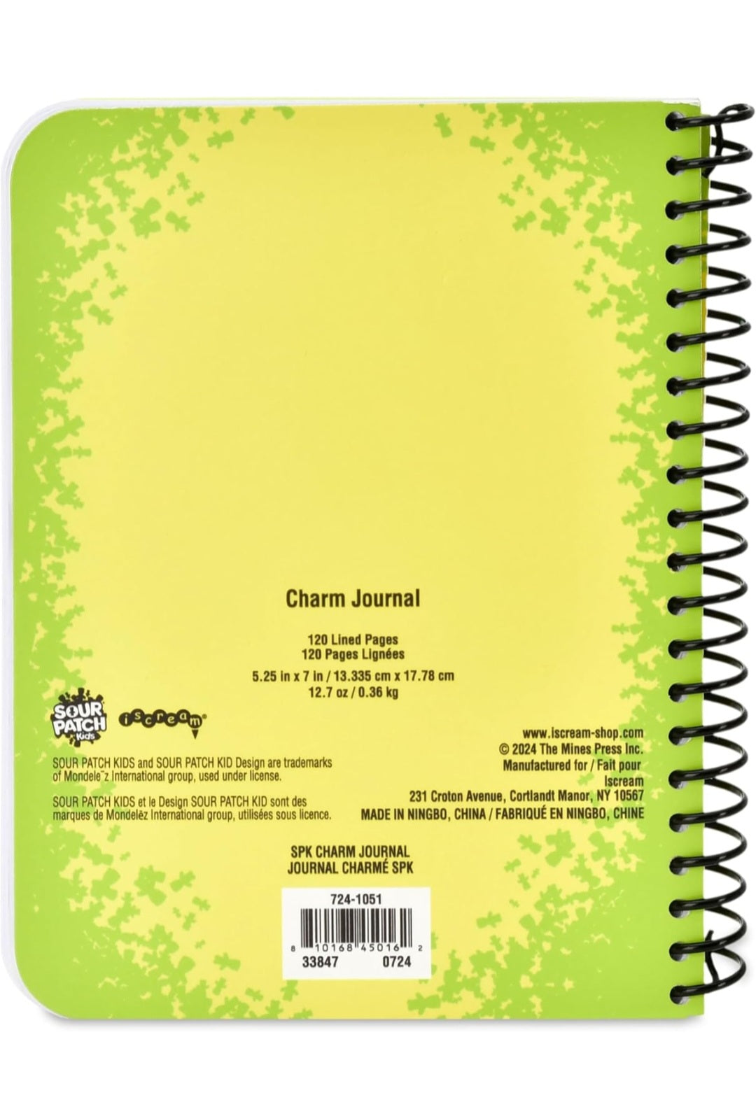 Iscream Sour Patch Kids Soft Touch Cover Spiral-Bound Lined Page 7" Charm Journal with 5 Charms